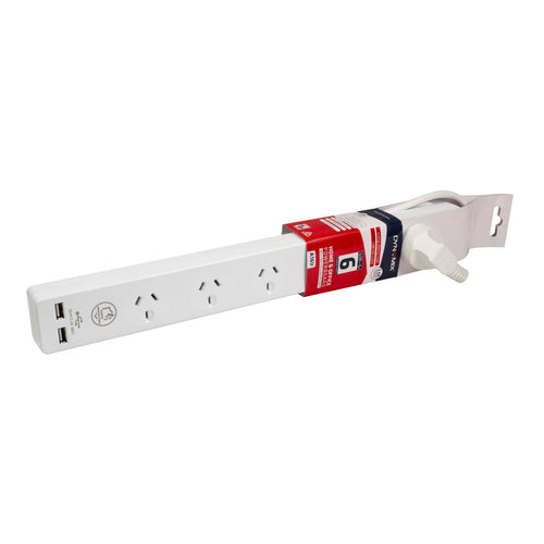 DYNAMIX A16U – 6-fach 10A Steckdosenleiste für Heim & Büro mit zwei USB-Ladeanschlüssen (3.4A Schnellladung)