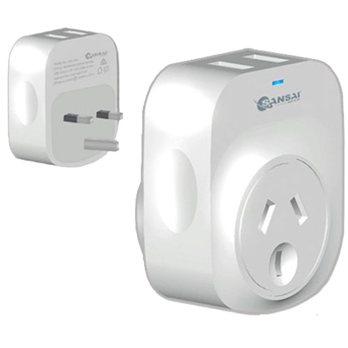 Sansai STV-3011 Outbound USB Travel Adapter - NZ / AU to UK Plug