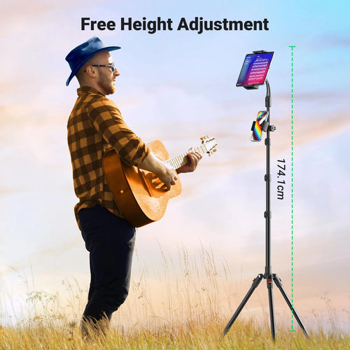 UGREEN LP241 iPad Tablet Tripod Floor Stand - 68-Inch Height Adjustable - Compatible with iPad Pro 12.9, iPad Air Mini 6 5 4 3 2, iPhone All 4.7-12.9" Tablets Cell Phones