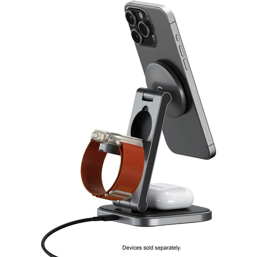 SATECHI 3-in-1 Foldable QI2 Wireless Charging Stand with 45W Charger & Travel Adapters