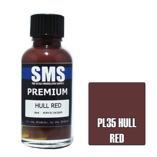 SMS PL35 - AIR BRUSH PAINT 30ML PREMIUM HULL RED ACRYLIC LACQUER SCALE MODELLERS SUPPLY