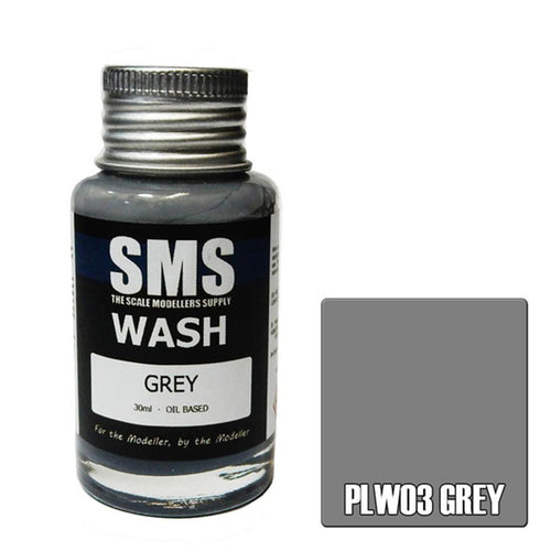 SMS PLW03 - AIRBRUSH PAINT 30ML WASH GREY SCALE MODELLERS SUPPLY