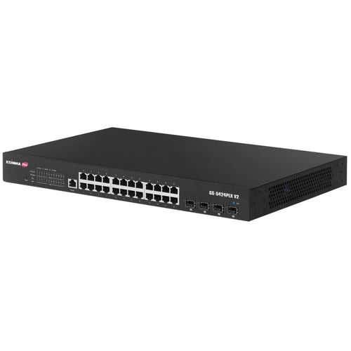 EDIMAX GS-5424PLXV2 - 24 Port Gigabit PoE+ Web Smart Surveillance Switch w/ 4 Port 10GbE SFP+ Uplinks.
