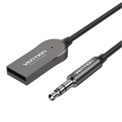 Vention NAGHG USB Car Bluetooth5.0 Audio Receiver With Coiled Cable 1.5M Gray Zinc Alloy Type