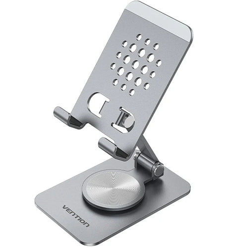 Vention Articulating Desk Phone Stand with 360° Rotatable Base Gray Aluminium Alloy Type