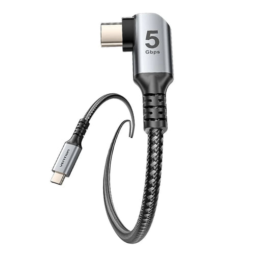 Vention USB 3.0 C Male to C Male Right Angle VR Cable 3M Gray Aluminum Alloy Type