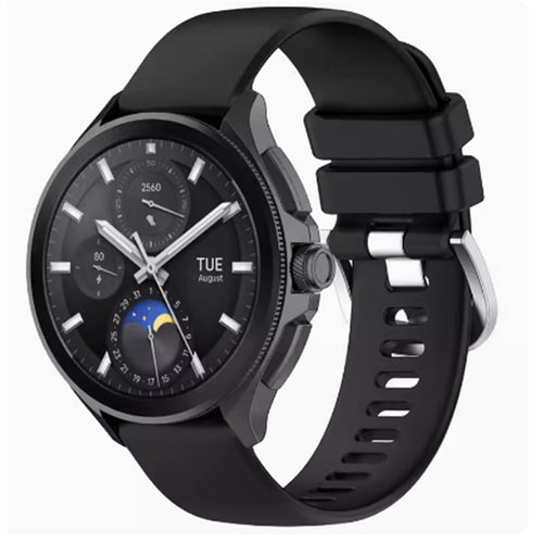 22mm Silicone Watch Strap - Black - Compatible with Huawei GT6 Series(46mm)/GT5 Series(46mm)/Xiaomi Watch 2/2 Pro/Redmi Watch 5 Active/Oneplus Watch 2R