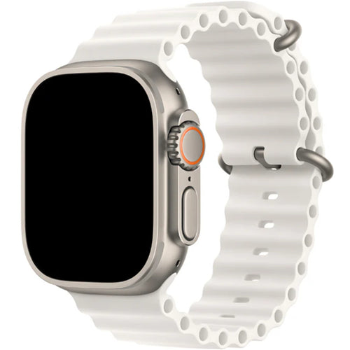 49mm/46mm/45mm/44mm - White Silicone Ripple Strap for Apple Watch , Compatible with Apple Watch Ultra 1/2/3, Series 11/10/9/8/7/6/SE/5/4/3/2/1