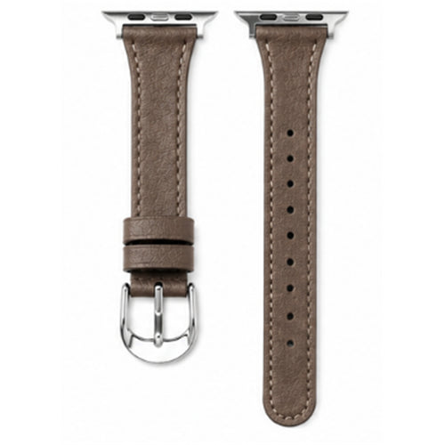49mm/46mm/45mm/44mm - Elephant Grey PU Leather Strap with Silver Buckle for Apple Watch - Compatible with Apple Watch Ultra 1/2/3, Series 11/10/9/8/7/6/SE/5/4/3/2/1