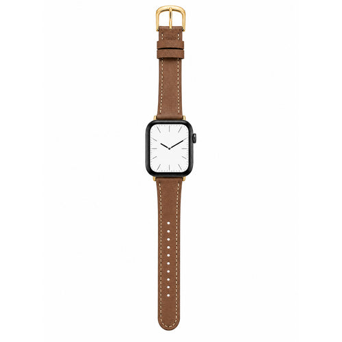 49mm/46mm/45mm/44mm - Brown PU Leather Strap with Rose Gold Buckle for Apple Watch - Compatible with Apple Watch Ultra 1/2/3, Series 11/10/9/8/7/6/SE/5/4/3/2/1