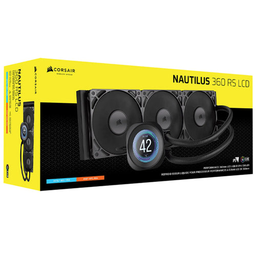 Corsair NAUTILUS 360 LCD 360mm AiO Water Cooler with RS120 high airflow low noise fans, For Intel Socket LGA 1851 / 1700, AMD AM5 / AM4