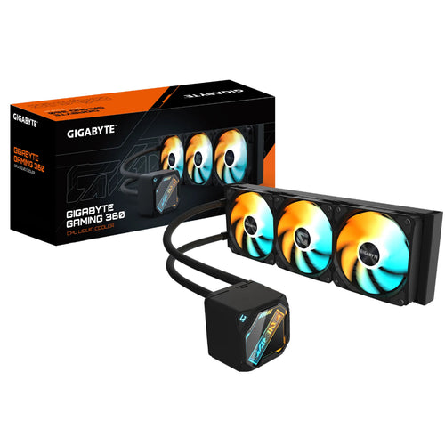 Gigabyte GAMING 360 Black Liquid CPU Cooler with ARGB lighting (Daisy Chain Quick Connect Fans) Intel 1851 / 1700 / 115X / 1200; AMD AM5 / AM4