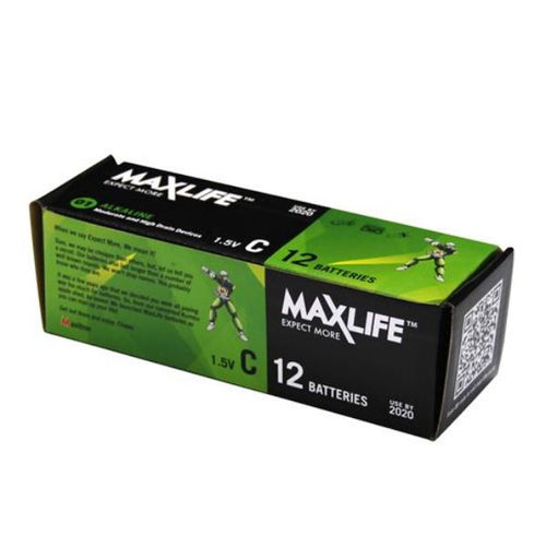 MAXLIFE BATC-A12 - C Alkaline Battery 12 Batteries Per Pack
