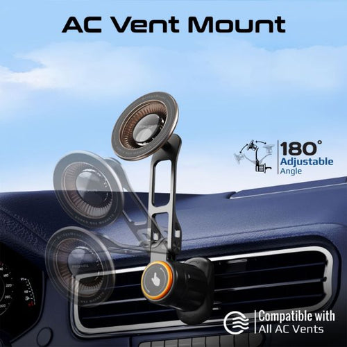 BRIDGEMOUNT - PROMATE BRIDGEMOUNT - MagGrip 360 Rotatable Smartphone Holder w/ AC Vent Mount. Secure Anti-Slip Mount