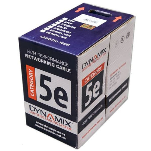 C-C5E-SLDBLUE - DYNAMIX C-C5E-SLDBLUE - 305m Cat5e Blue UTP SOLID Roll 100MHz 24AWGx4P PVC CM UL Rated Jacket