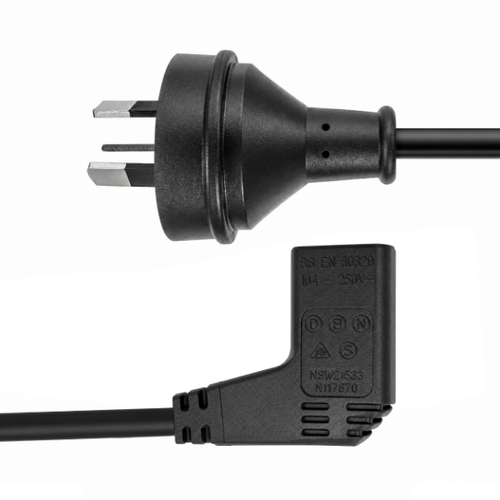 C-POWERCR3 - DYNAMIX C-POWERCR3 - 3m 3-Pin Plug to Right Angled IEC C13 Connector 10A Power Cord. 1.0mm