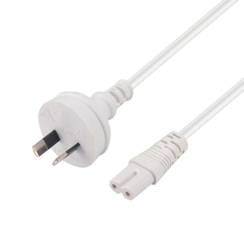 C-POWERN8WH - DYNAMIX C-POWERN8WH - 2M 2-Pin plug to C7 Figure 8 connector 7.5A. SAA approved power cord. 0.75mm copper core