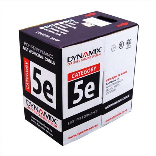 C-STP-SLD - DYNAMIX C-STP-SLD - 305m Cat5E White F/UTP Solid Shielded Cable Roll 100MHz 24AWGx4P PVC CM UL Rated