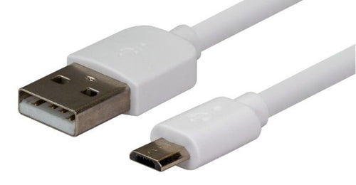 C-U2AMICB-1-2WH - DYNAMIX C-U2AMICB-1-2WH - 1.2m USB 2.0 Micro-B Male to USB-A Male Connectors Colour White