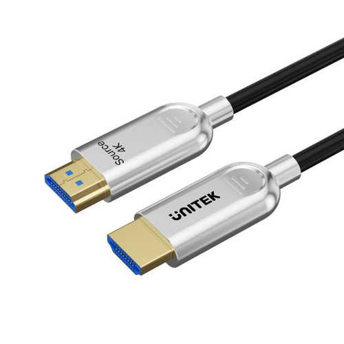 C11092A-20M - UNITEK C11092A-20M - 20m HDMI 4K Fibre Optic 2.0 Cable w/ 24K Gold-plated Connectors. Supports HDR ARC