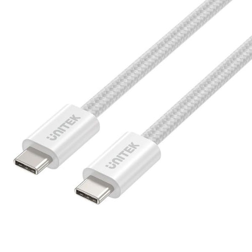 C14141A-WHT - UNITEK C14141A-WHT - 1M USB-C to USB-C Magnetic Cable. Supports 100W PD Fast Charging. Tangle-free