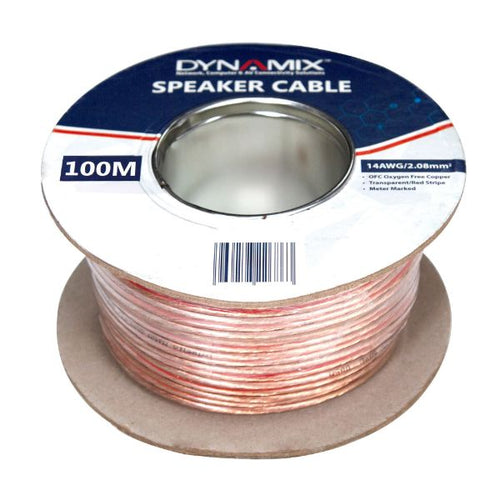CA-SPK14-100 - DYNAMIX CA-SPK14-100 - 100m 14AWG/2.08mm Speaker Cable OFC 42/0.25BCx2C Clear PVC Insulation OD: 3.5 x 7.0mm