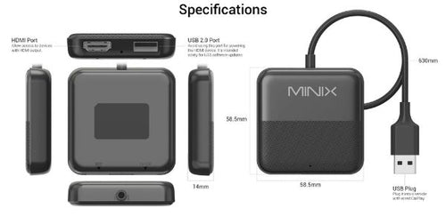 CA361PLUS - MINIX CA361PLUS - 3-in-1 Wired Carplay/&roid Auto Wireless Connect/HDMI-In Media Hub Adapter.