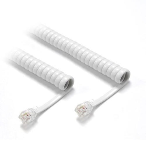 DYNAMIX CHC-4W600WH - Curly Handset Cord White 5 Wire RJ22 to RJ22 Cable 370mm Coiled