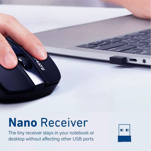 CURSOR-BLK - PROMATE CURSOR-BLK - EZGrip Ergonomic Wireless Mouse w/ Quick Forward/Back Buttons. 800/1200/1600Dpi 10m