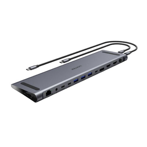 D1106A - UNITEK D1106A - 13-in-1 Multi-Port Triple 4K KVM Docking Station w/ USB-C Connector. Switch Between 2