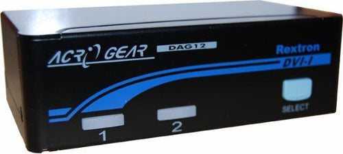 DAG12-BK - REXTRON 1-2 Automatic DVI USB KVM Switch. Share 1x USB Keyboard, Mouse and DVI-D Video with 2x CPUs. Colour Black.