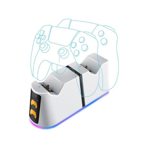 DUODOCK-PS5 - VERTUX DUODOCK-PS5 - 2-in-1 Charging Dock for PS5 DualSense Controller w/ RGB Lights. Charging Status