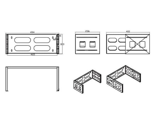 DYNAMIX DWC-0210-4U - 4RU 19'' Wall Mount Foldable Bracket. Includes Top & Bottom Covers