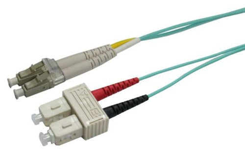 DYNAMIX FL-LCSC50-7H - 7.5M 50u LC/SC OM3 Fibre Lead Duplex Multimode Aqua LSZH Jacket