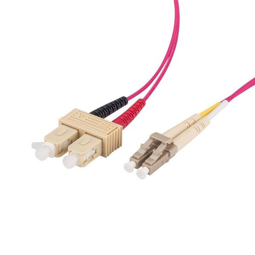 DYNAMIX FL-LCSCOM4-0 - 0.5M 50u LC/SC OM4 Fibre Lead Duplex Multimode Raspberry Pink LSZH Jacket