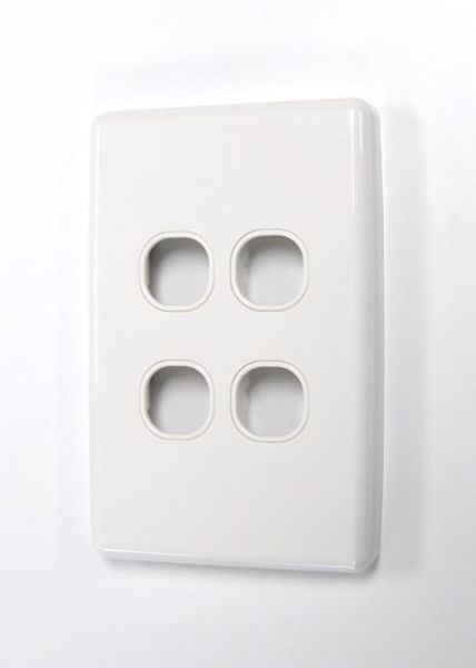 FP-4PV3 - AMDEX FP-4PV3 - Switch Plate ONLY. 4 Gang WPC Series Wall Face Cover Plate. (Accepts Clipsal Style