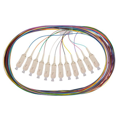 DYNAMIX FPT-OM3SC-12 - 2M SC Pigtail OM3 12x Pack Colour Coded 900um Multimode Fibre Tight Buffer LSZH Jacket
