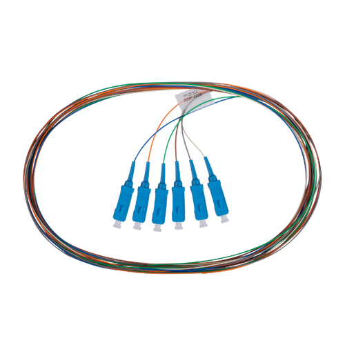 FPT-OS1SC-6 - DYNAMIX FPT-OS1SC-6 - 2M SC Pigtail G657A1 6 Pk Colour Coded 900um SM Fibre Tight Buffer LSZH Jacket