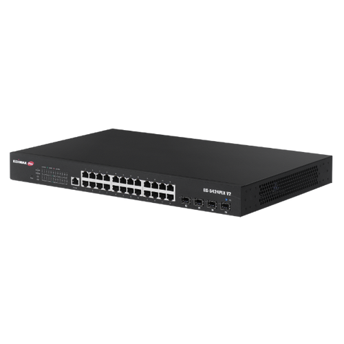 GS-5424PLXV2 - EDIMAX GS-5424PLXV2 - 24 Port Gigabit PoE+ Web Smart Surveillance Switch w/ 4 Port 10GbE SFP+ Uplinks.