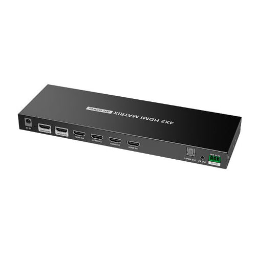 LKV422 - LENKENG LKV422 - 4-In-2-out HDMI Matrix Switch Supports 4096x2160@60Hz HDR RSR-232, Remote Control