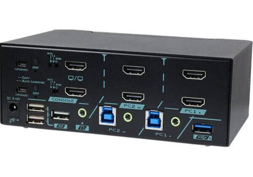 MKAG-G3122 - REXTRON MKAG-G3122 - 2 Ports Dual Monitor HDMI KVM Switch w/ HDCP Engine EDID USB 3.2 Gen 1 Audio