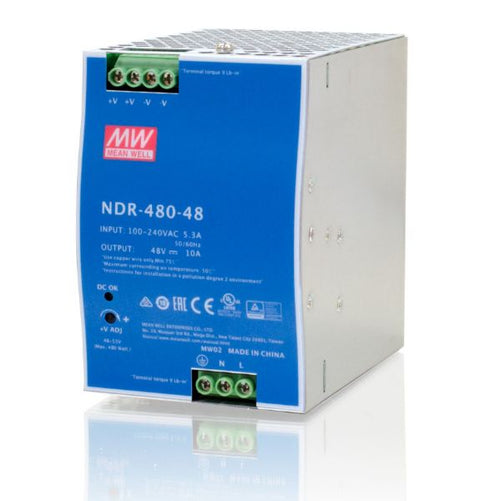NDR-480-48 - CTCUNION NDR-480-48 - 48V/480W DIN Rail Mount Power Supply w/ Short circuit Overload & Over Voltage