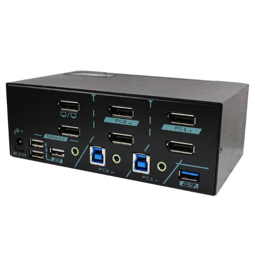 PAAG-E3122 - REXTRON PAAG-E3122 - 2-Port Dual View DisplayPort USB3.0 KVM Switch. Supports 4K60 Max. Support USB