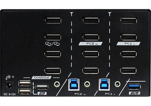 PAAG-E3142B - REXTRON PAAG-E3142B - 2 Ports 8K Quad Monitor DisplayPort 1.4 KVM Switch w/ USB 3.2 Gen 1 Audio Hotkey