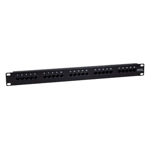 PP-25V2 - DYNAMIX PP-25V2 - 25 Port 19'' Voice Rated Patch Panel Unshielded. Cat3 Rated Active pins 4 5 & 3 6