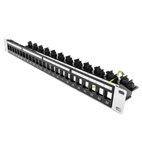 PP-UK-24RMV2 - DYNAMIX PP-UK-24RMV2 - 24 Port 19'' 1RU STP / UTP Unloaded Keystone Patch Panel w/ Rear Cable Management