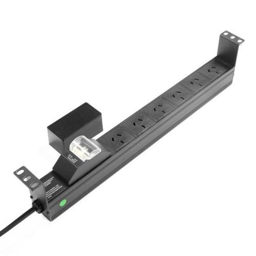 RPR-6HMCB - DYNAMIX RPR-6HMCB - 6 Outlet 1RU Horizontal Power Rail (10A) w/ 6kA C-Curve MCB Circuit Breaker