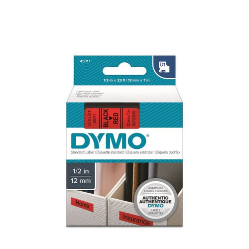 S0720570 - DYMO S0720570 - Genuine D1 Label Cassette Tape 12mm x 7M Black on Red Suitable for the Label Manage