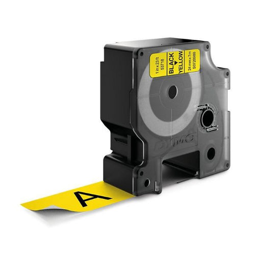S0720980 - DYMO S0720980 - Genuine D1 Label Cassette Tape 24mm x 7M Black on Yellow Suitable for the Label Manager