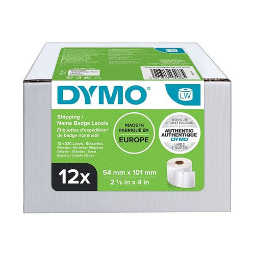 S0722420 - DYMO S0722420 - Genuine Label Writer Shipping Labels 54mm x 101mm 220 Label /Roll Bulk Pack of 12 Rolls